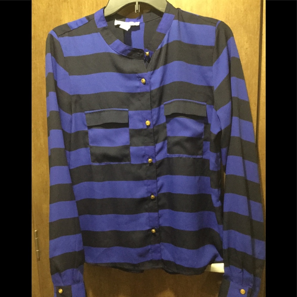 Forever 21 Royal blue and black stripped blouse.